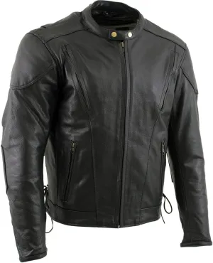 Xelement B7201 'Speedster' Men's Black Top Grade Leather Motorcycle Jacket
