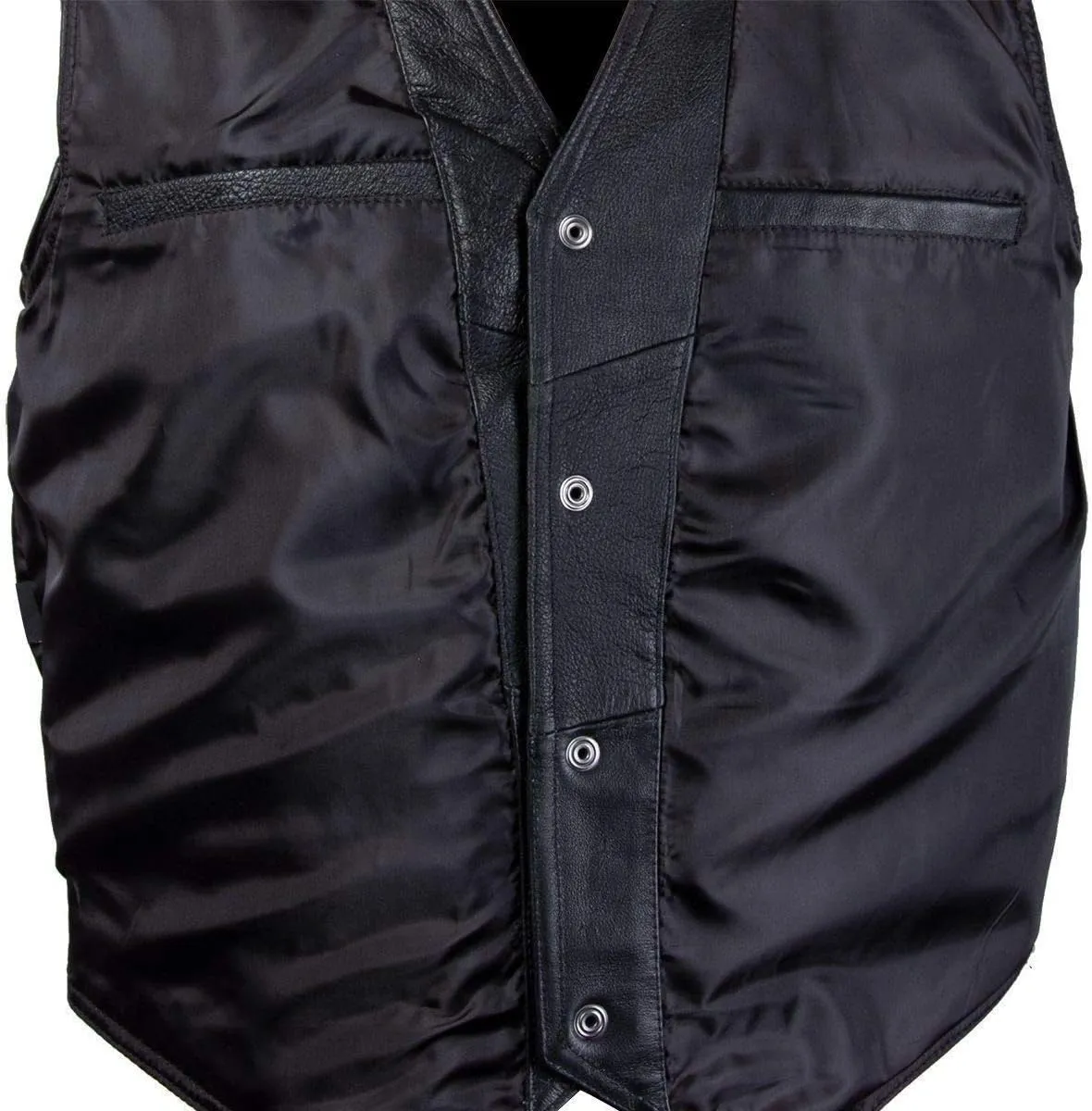 Xelement HSVT 240 Hustler Classic Motorcycle Leather Vest For Men with Skull Embroidery - Premium Genuine Biker Club Gilet