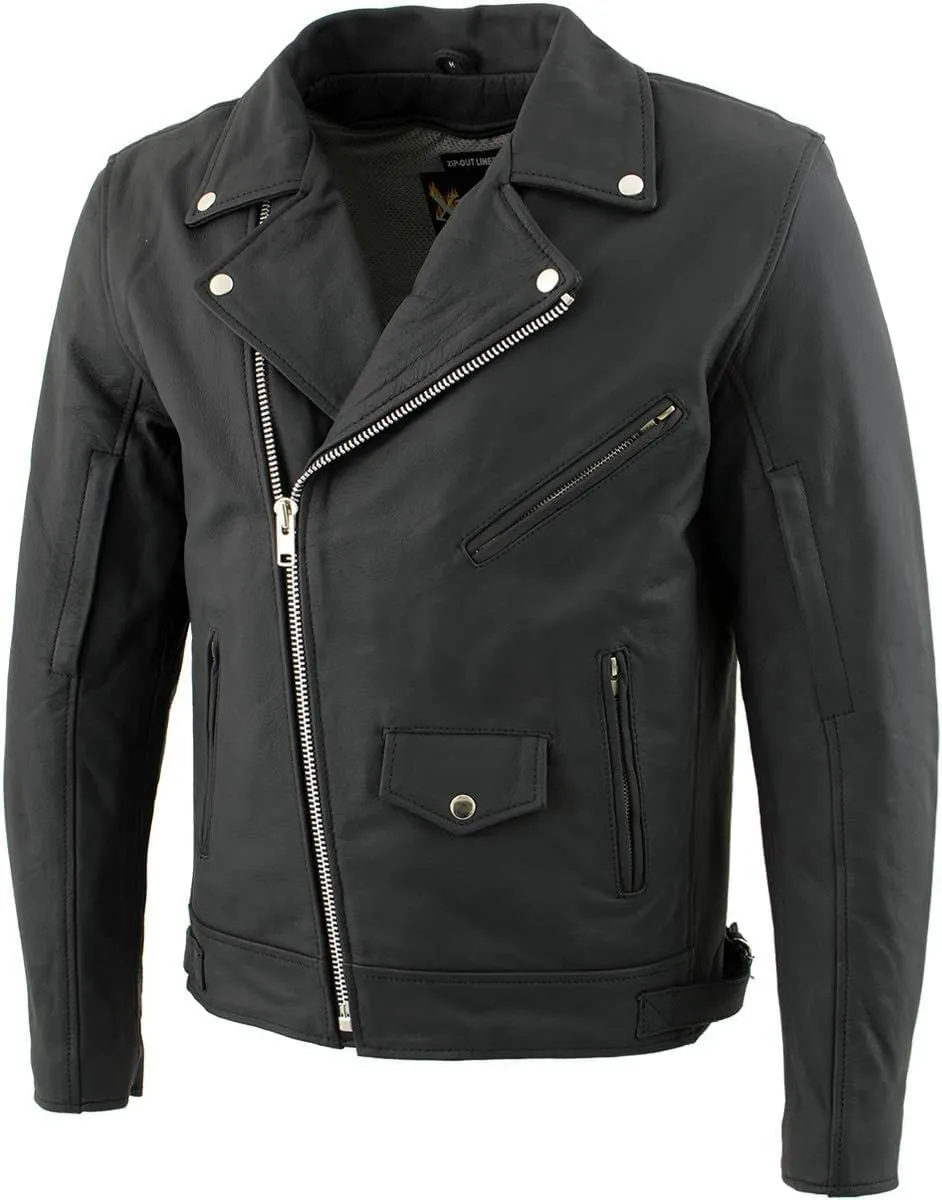 Xelement 'Reaper' Motorcycle Jacket with Reflective Skulls - Premium Buffalo Leather Jacket for Men - BXU10580