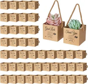 YALIOURS 50 PCS Succulent Wrap Bags for 2-2.5 Inch Pots, Succulent Gift Box for Wedding Favors, Baby Shower, Thank You Good Luck Gifts Box for Small Succulent Pots (Plants Not Included)