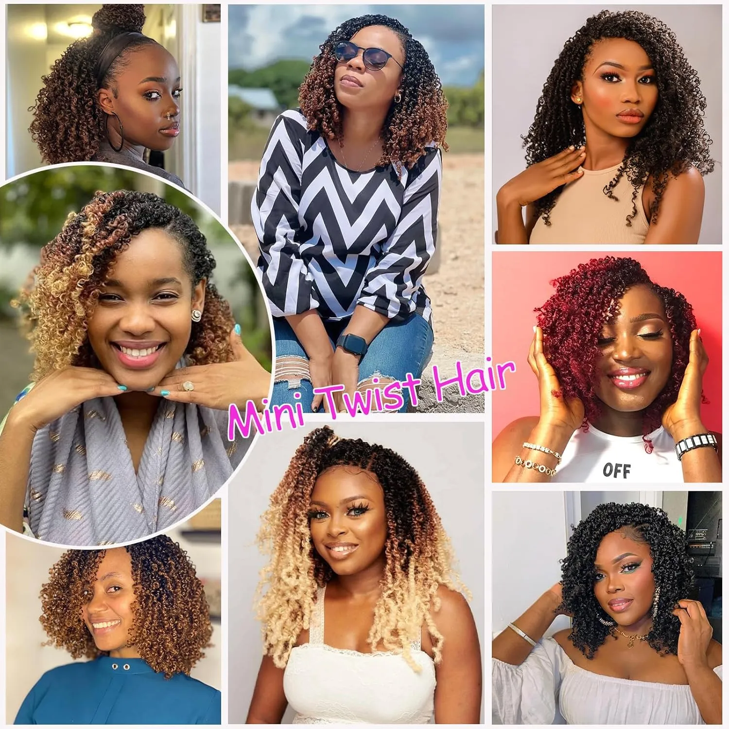 Yanky Twists Crochet Braids Hair 8 Inch Ombre Purple Pre-twisted Passion Twist Crochet Hair Pre Looped Mini Spring Twists Crochet Hair Short Passion Twist Crochet Hair for Black Women (8in, 1B/Purple)