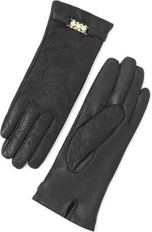 YISEVEN Women’s Sheepskin Leather Gloves with Floral Embroidery and Animal Print
