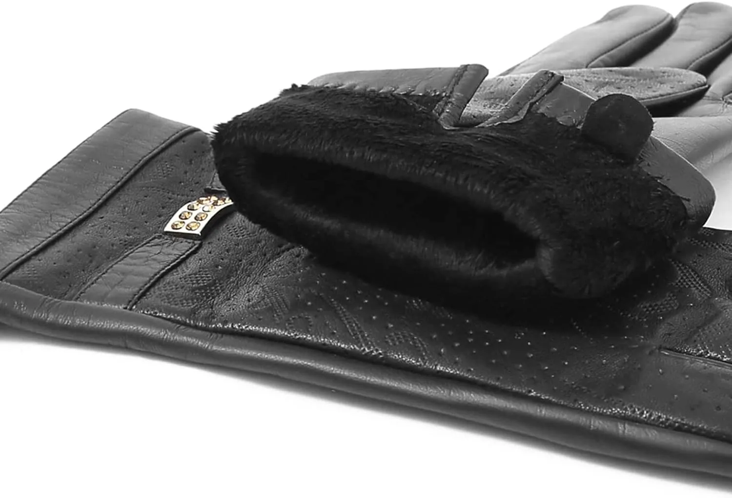 YISEVEN Women’s Sheepskin Leather Gloves with Floral Embroidery and Animal Print