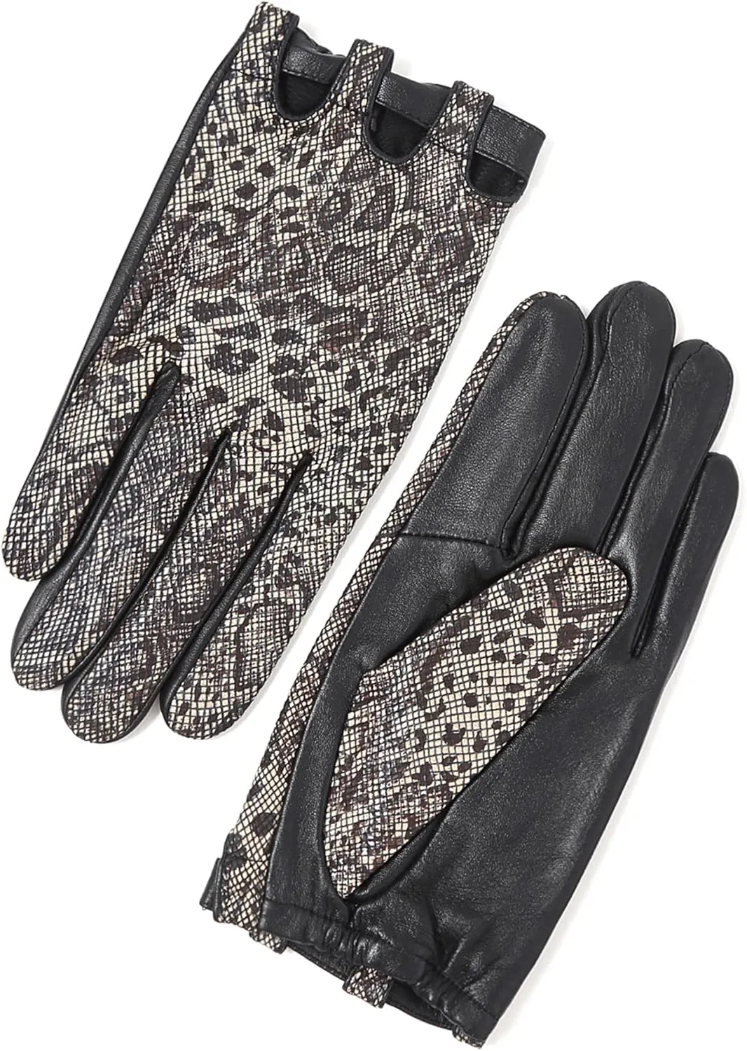 YISEVEN Women’s Sheepskin Leather Gloves with Floral Embroidery and Animal Print