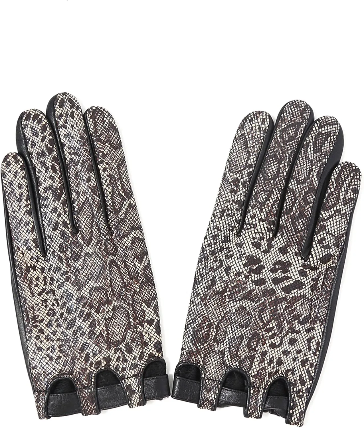YISEVEN Women’s Sheepskin Leather Gloves with Floral Embroidery and Animal Print