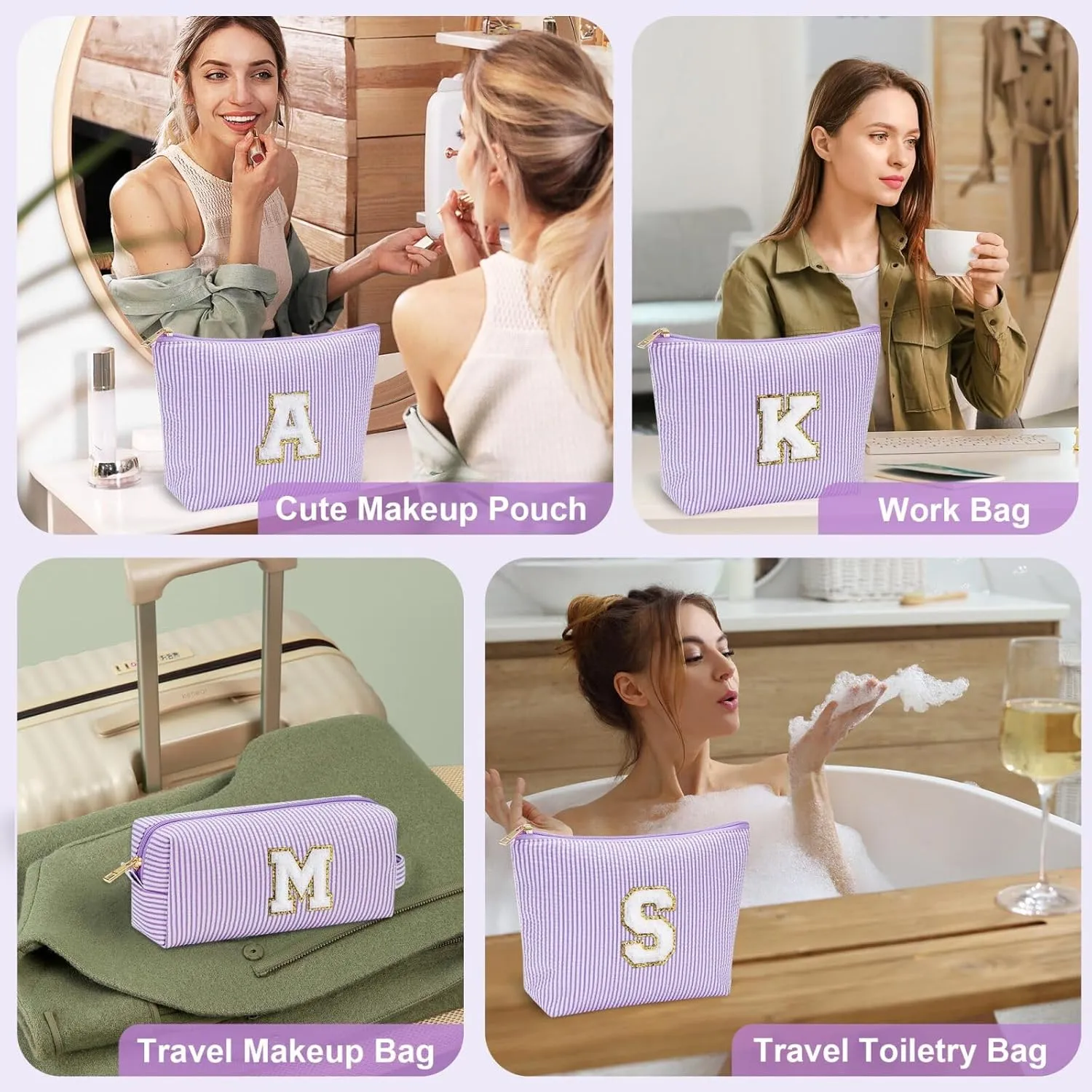 YOOLIFE Makeup Bag for Women - Personalized Makeup Pouch for Girlfriend Bridesmaid Wife | Travel Toiletry Bag for Her Mom | Skin Care Bag Birthday Gift for Sister Friend Mini Makeup Bag Sweet 16 Gifts