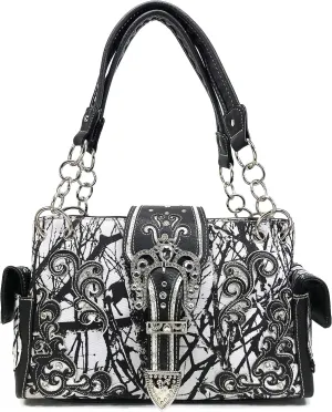 Zelris Camouflage Shine Glow Buckle Women Conceal Carry Shoulder Handbag