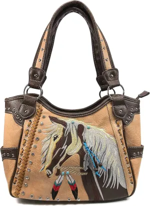 Zelris Dakota Dales Pony Horse Embroidery Mane Western Country Women Conceal Carry Tote Purse Handbag