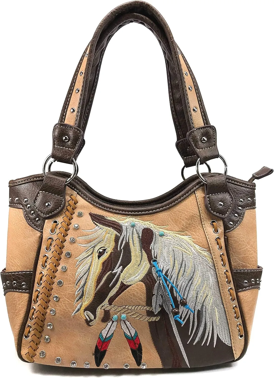 Zelris Dakota Dales Pony Horse Embroidery Mane Western Country Women Conceal Carry Tote Purse Handbag